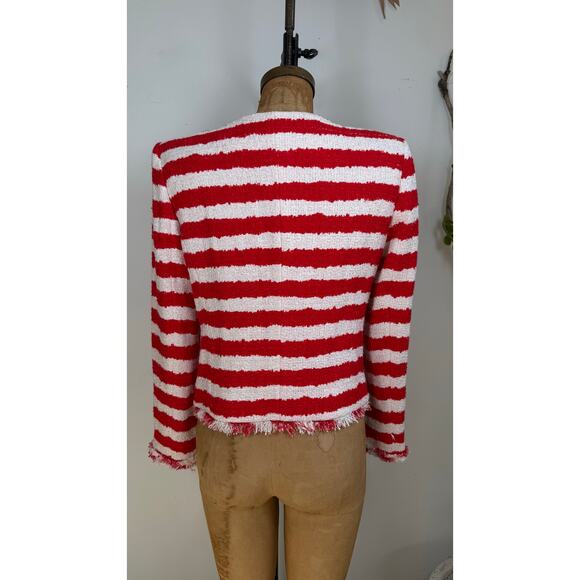 Alice + Olivia Stanton Stripe Tweed Jacket  Luxe Designer Statement Blazer Sz L - Picture 5 of 7